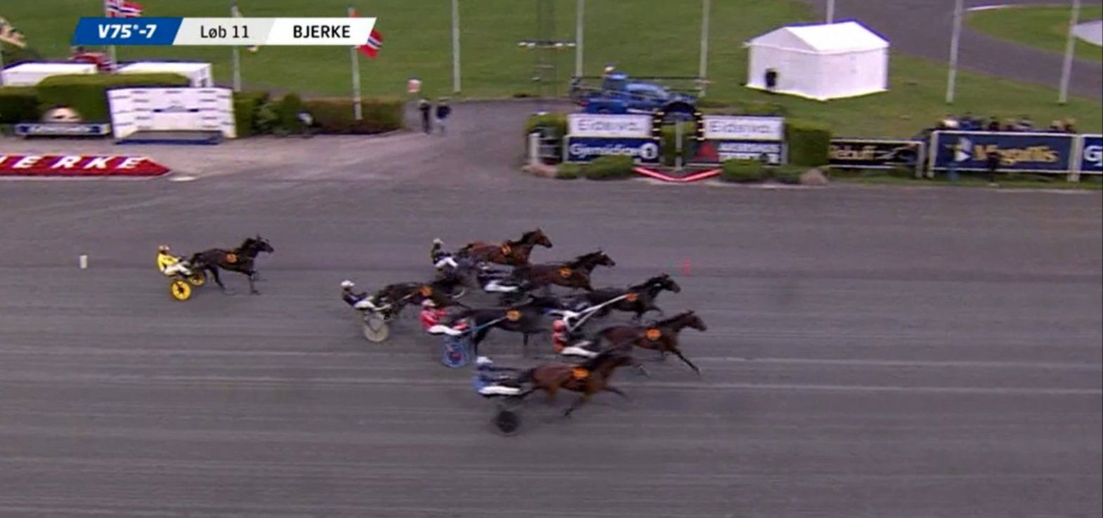 Der var mange heste på målfotoet i Norsk Trav Derby.