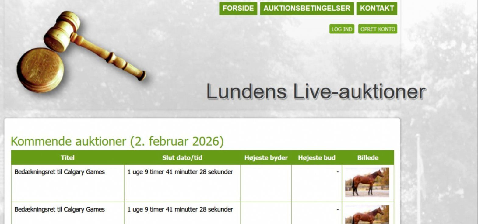 Lundenauktioner.dk er klar til at tage imod bud fra mandag aften kl. 18.00.