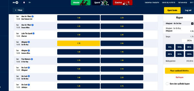 ELITLOPPET - Husk de mange H2H-spil og faste odds hos Bet25.dk/sport
