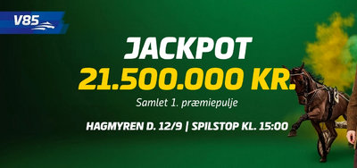 V85 Hagmyren lørdag 12. september med JACKPOT