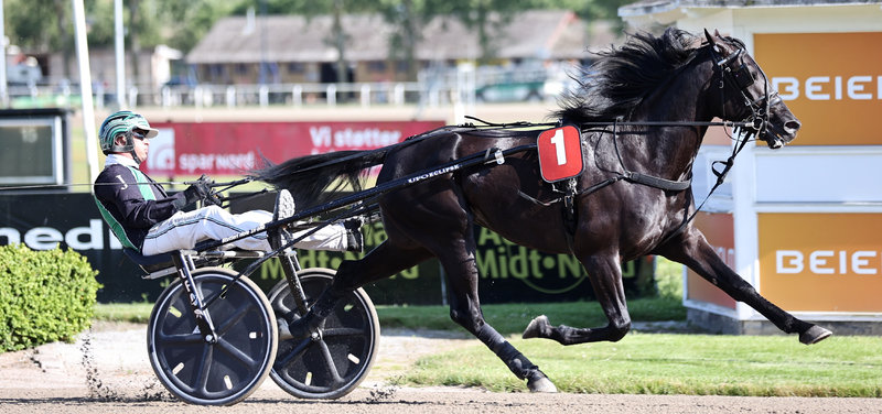 Lonesomerider ved en sejr i Aalborg med Jan Dahlgaard i sulkyen.
