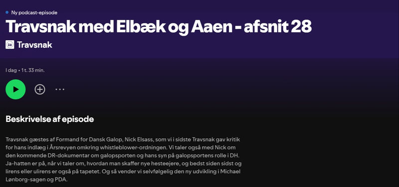 Podcast: Travsnak med Dyhrberg, Aaen og Elbæk - Afsnit 28