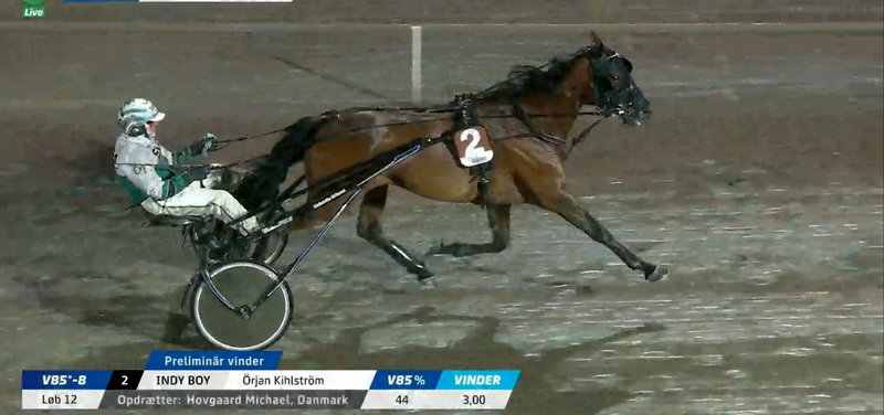 Danske Indy Boy vandt V85-løb lørdag aften i Axevalla.