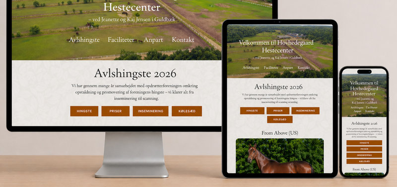 Hovhedegård er klar til avlssæsonen – og lancerer ny hjemmeside
