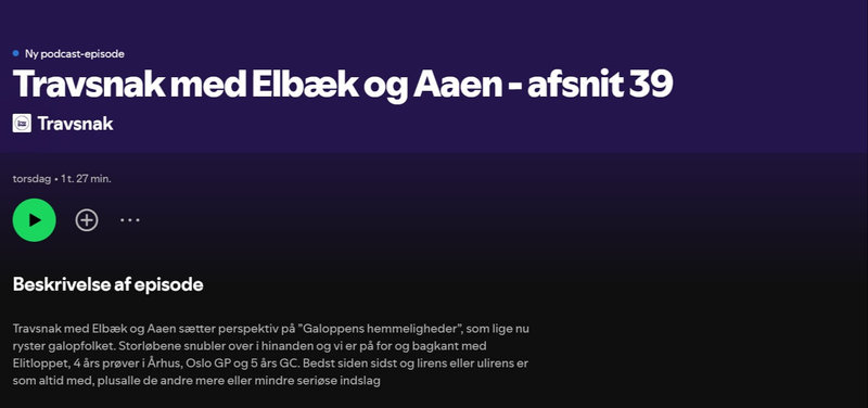 Podcast: Travsnak med Dyhrberg, Aaen og Elbæk - Afsnit 39