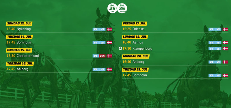 Bet25 Live sendeplan den kommende uge