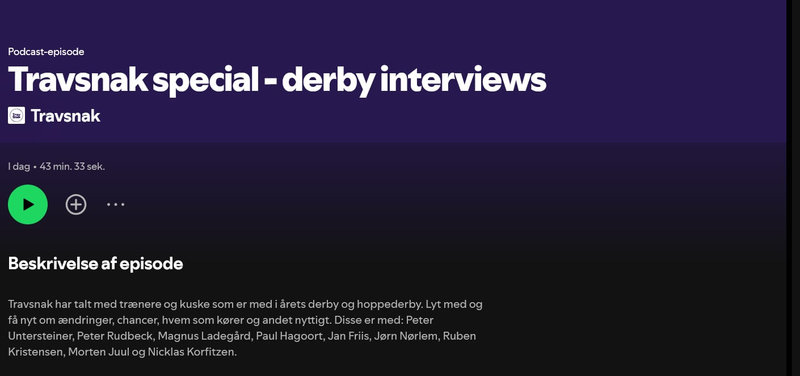 PODCAST - "Travsnak Special" med Derby-interviews