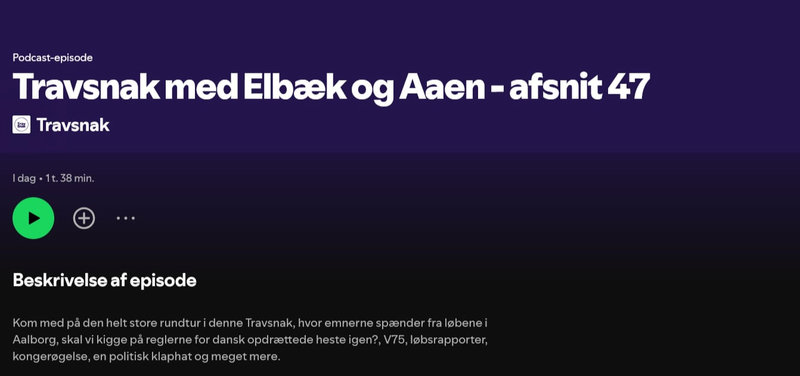 Podcast: Travsnak med Dyhrberg, Aaen og Elbæk - Afsnit 47